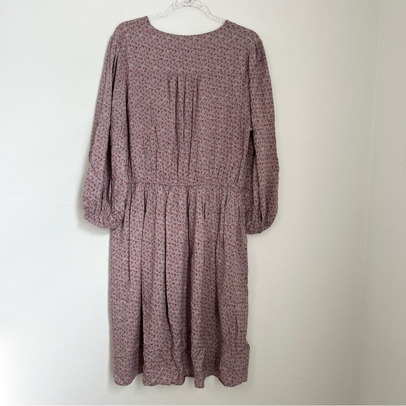 Uniqlo Ditsy Floral 3/4 Blouson Sleeve Midi Dress Size L - Picture 5 of 10